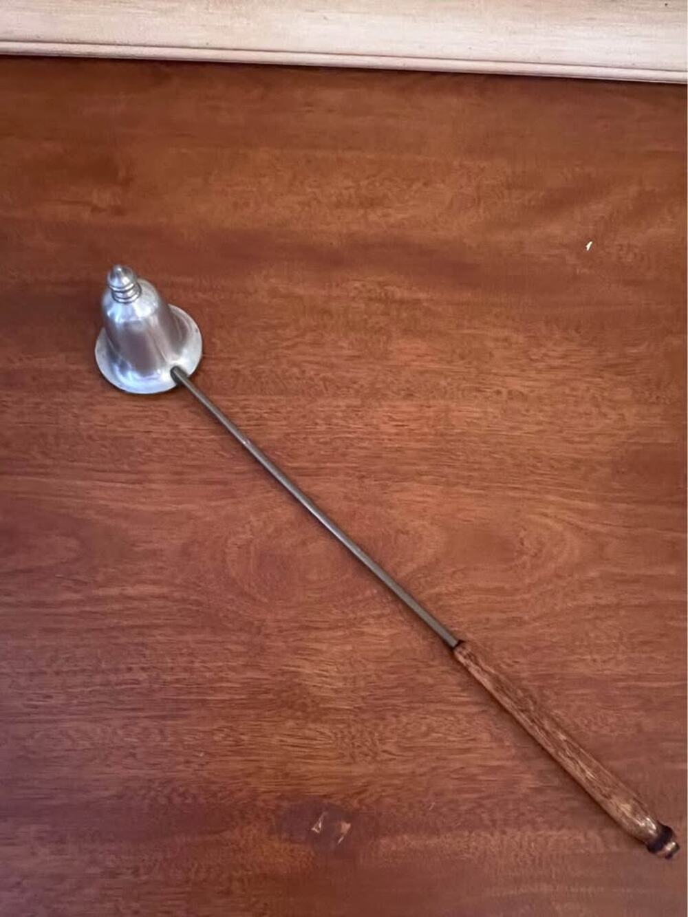 Vintage Pewter Candle Snuffer with Wooden Handle- made by Stieff Pewter